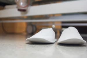 Shoes for patients on the floor in patient rooms, Idea health background.