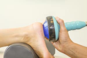 Shockwave treatment on a foot